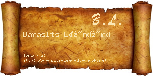 Barasits Lénárd névjegykártya